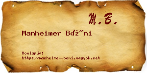 Manheimer Béni névjegykártya